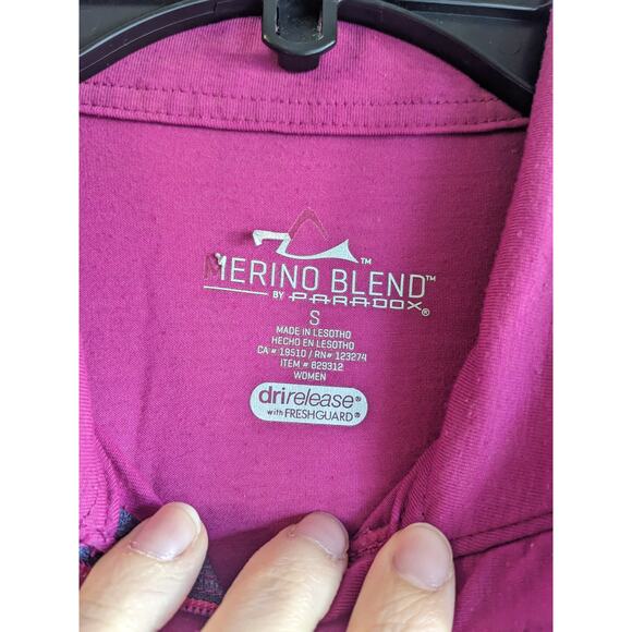 Paradox Merino Blend Women's Pink Long Sleeve 1/2 Zip Up Athletic Top Size S - Picture 3 of 6